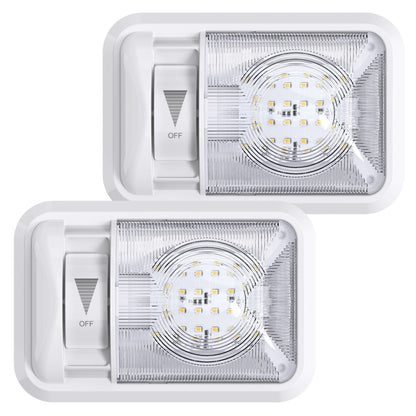 Leisure LED 12V RV LED Single Dome Light Natural White Dimmer Switch Clear Lens 8 Inch (White)