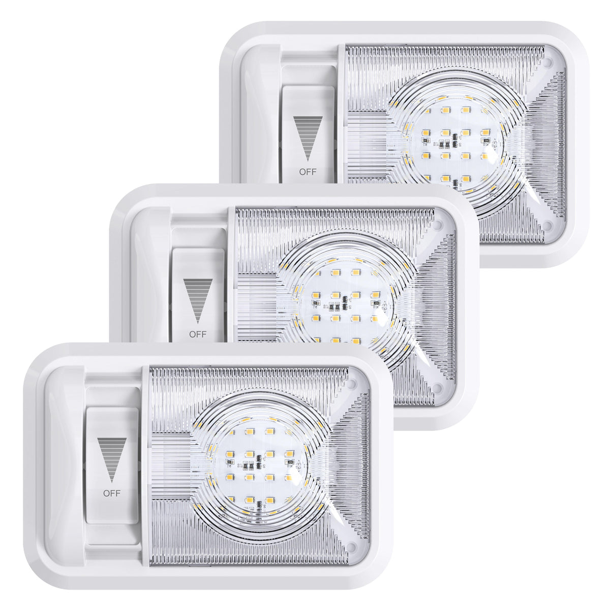 Leisure LED 12V RV LED Single Dome Light Natural White Dimmer Switch Clear Lens 8 Inch (White)