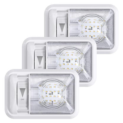 Leisure LED 12V RV LED Single Dome Light Natural White Dimmer Switch Clear Lens 8 Inch (White)