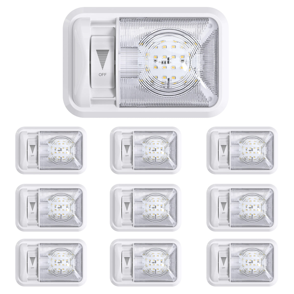 Leisure LED 12V RV LED Single Dome Light Natural White Dimmer Switch Clear Lens 8 Inch (White)