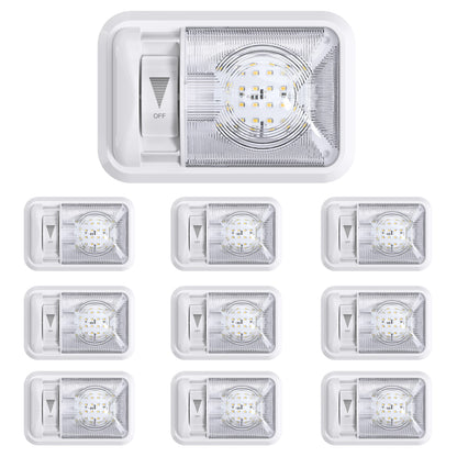 Leisure LED 12V RV LED Single Dome Light Natural White Dimmer Switch Clear Lens 8 Inch (White)