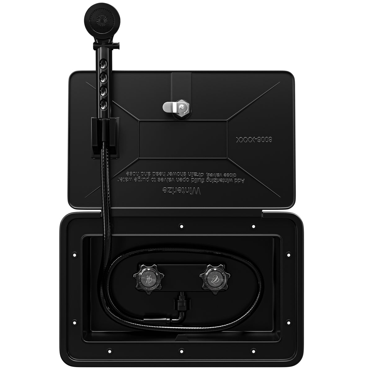 Leisure Coachworks RV Exterior Shower Box Kit for Cowboy Shower with ABS Hose 13.31 Inch x 8.41 Inch (Black)