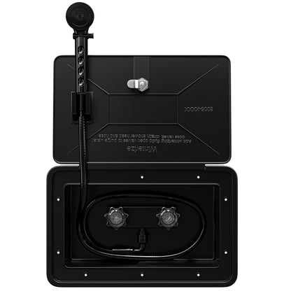 Leisure Coachworks RV Exterior Shower Box Kit for Cowboy Shower with ABS Hose 13.31 Inch x 8.41 Inch (Black)