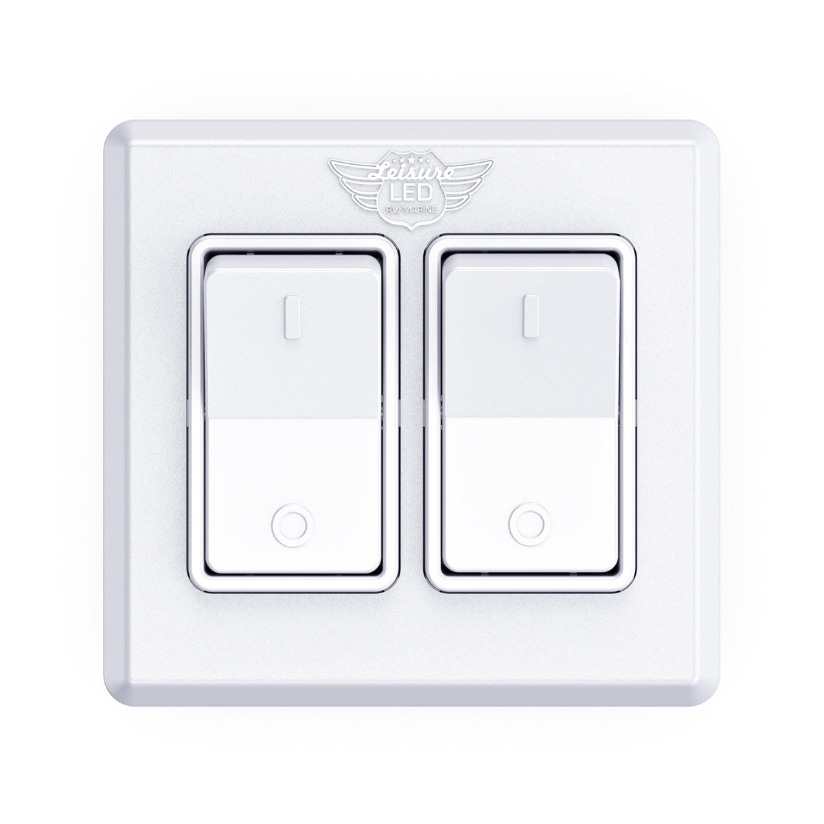 Leisure LED 12V RV Modern Double SPST On Off Switch with Bezel 2.87 Inch x 3.01 Inch x 1.1 Inch (White)