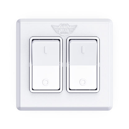 Leisure LED 12V RV Modern Double SPST On Off Switch with Bezel 2.87 Inch x 3.01 Inch x 1.1 Inch (White)