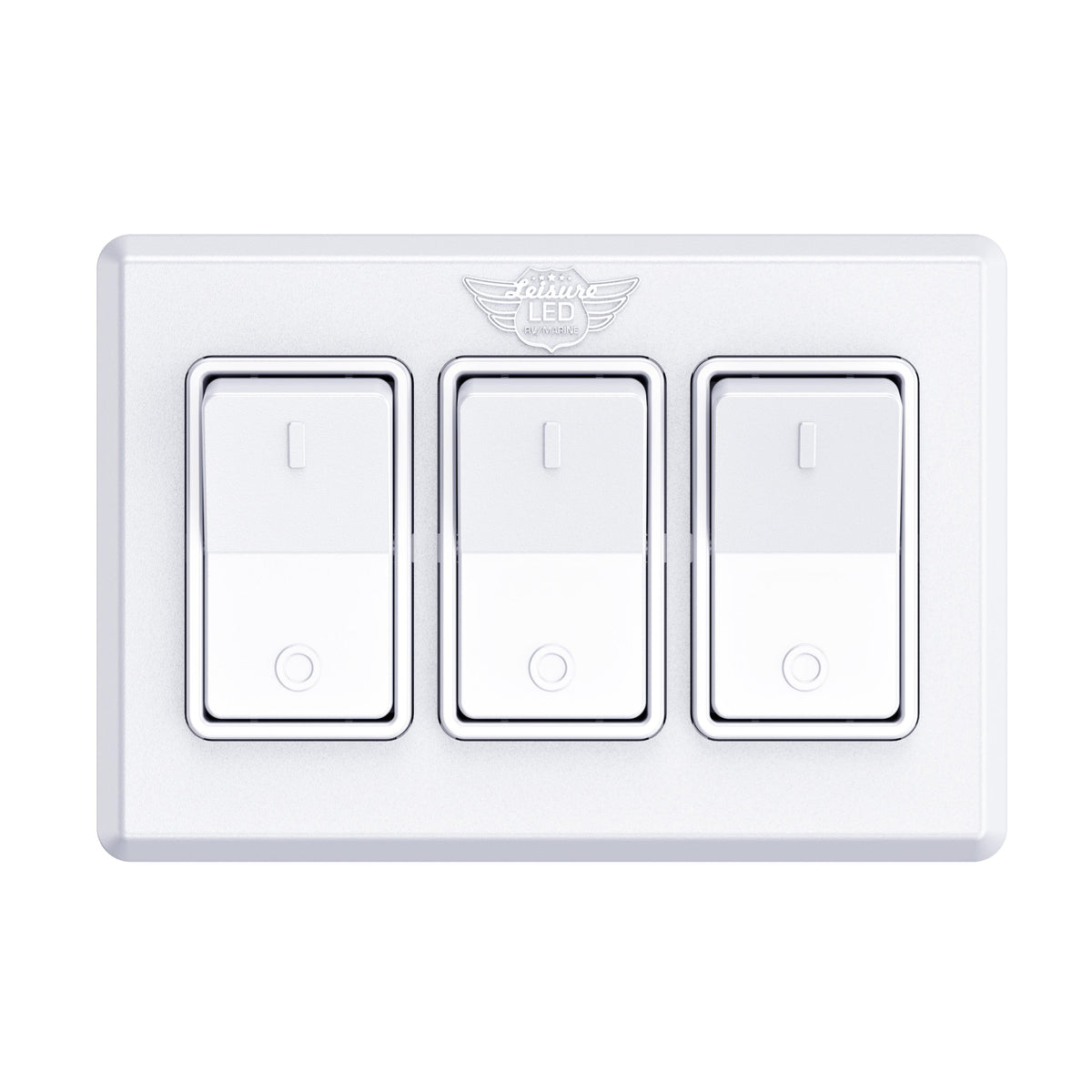 Leisure LED 12V RV Modern Triple SPST On Off Switch with Bezel 2.87 Inch x 4.16 Inch x 1.1 Inch (White)