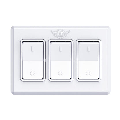 Leisure LED 12V RV Modern Triple SPST On Off Switch with Bezel 2.87 Inch x 4.16 Inch x 1.1 Inch (White)