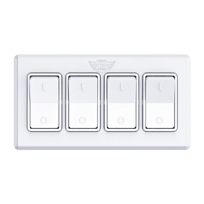 Leisure LED 12V RV Modern Quadruple SPST On Off Switch with Bezel 2.87 Inch x 5.13 Inch x 1.1 Inch (White)