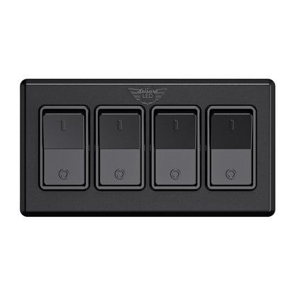 Leisure LED 12V RV Modern Quadruple SPST On Off Switch with Bezel 2.87 Inch x 5.13 Inch x 1.1 Inch (White)