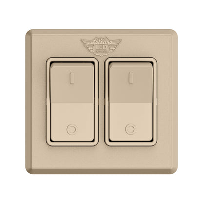 Leisure LED 12V RV Modern Double SPST On Off Switch with Bezel 2.87 Inch x 3.01 Inch x 1.1 Inch (White)