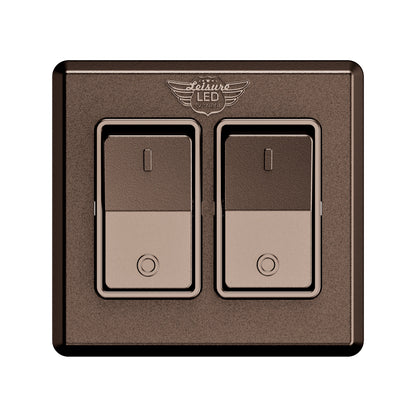 Leisure LED 12V RV Modern Double SPST On Off Switch with Bezel 2.87 Inch x 3.01 Inch x 1.1 Inch (White)