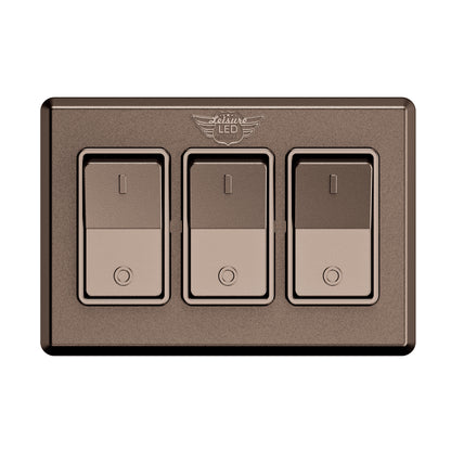 Leisure LED 12V RV Modern Triple SPST On Off Switch with Bezel 2.87 Inch x 4.16 Inch x 1.1 Inch (White)