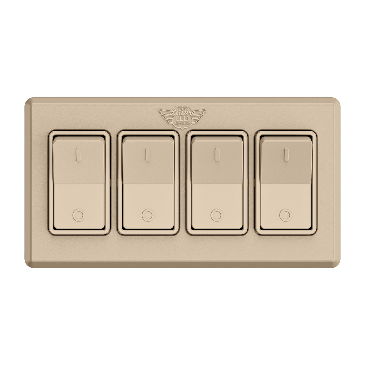Leisure LED 12V RV Modern Quadruple SPST On Off Switch with Bezel 2.87 Inch x 5.13 Inch x 1.1 Inch (White)