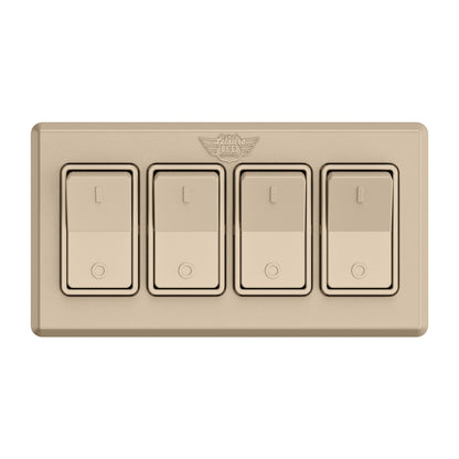 Leisure LED 12V RV Modern Quadruple SPST On Off Switch with Bezel 2.87 Inch x 5.13 Inch x 1.1 Inch (White)