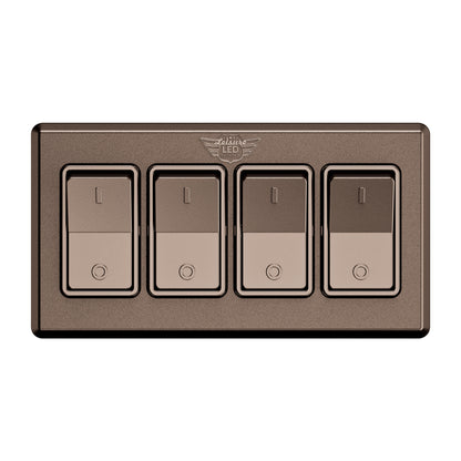 Leisure LED 12V RV Modern Quadruple SPST On Off Switch with Bezel 2.87 Inch x 5.13 Inch x 1.1 Inch (White)