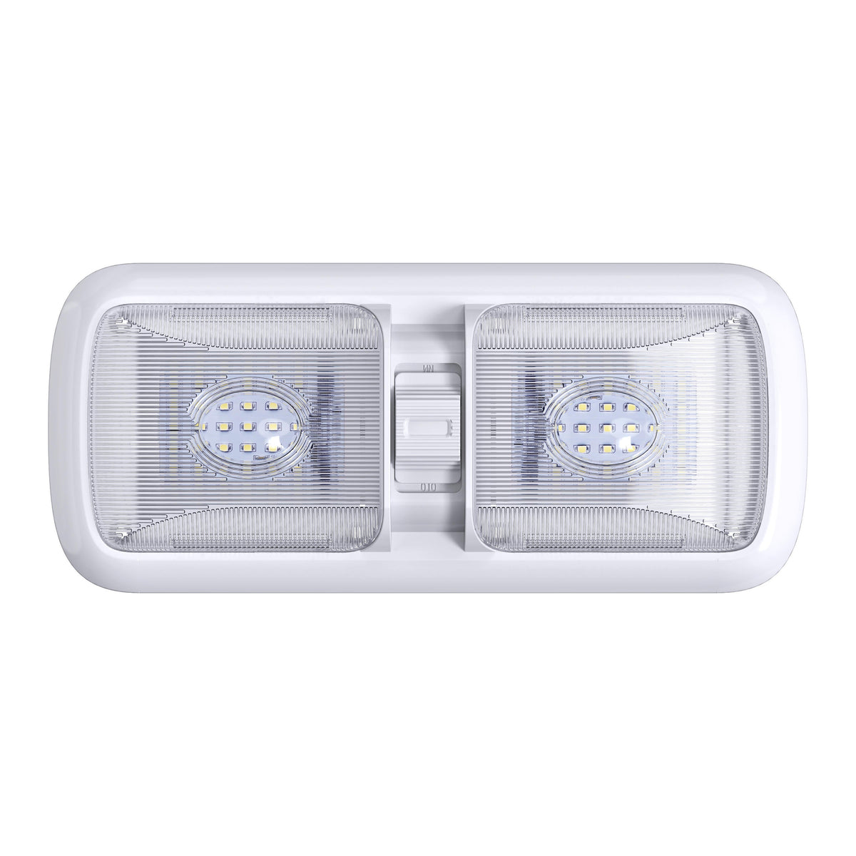 Leisure LED 12V RV LED Double Dome Light Rectangle Natural White On Off Switch Clear Lens 11 Inch (White)