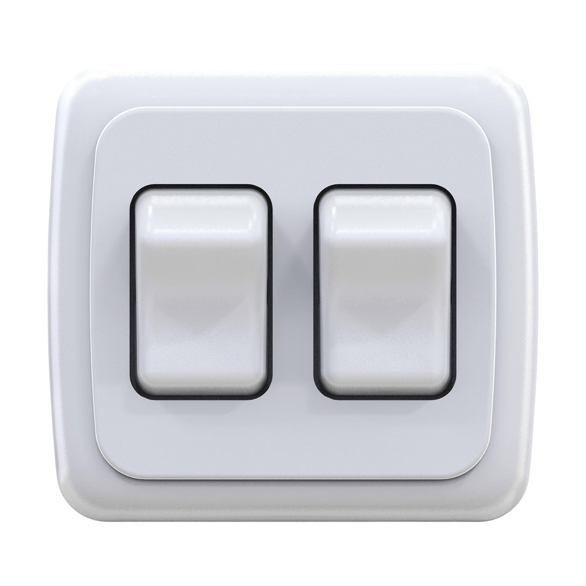 Leisure LED 12V RV Contemporary Double SPST On Off Switch with Bezel 3.04 Inch x 2.83 Inch x 1.22 Inch (White)