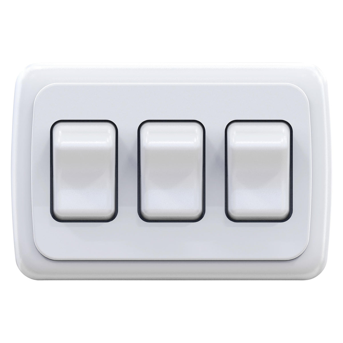 Leisure LED 12V RV Contemporary Triple SPST On Off Switch with Bezel 4.18 Inch x 2.83 Inch x 1.22 Inch (White)