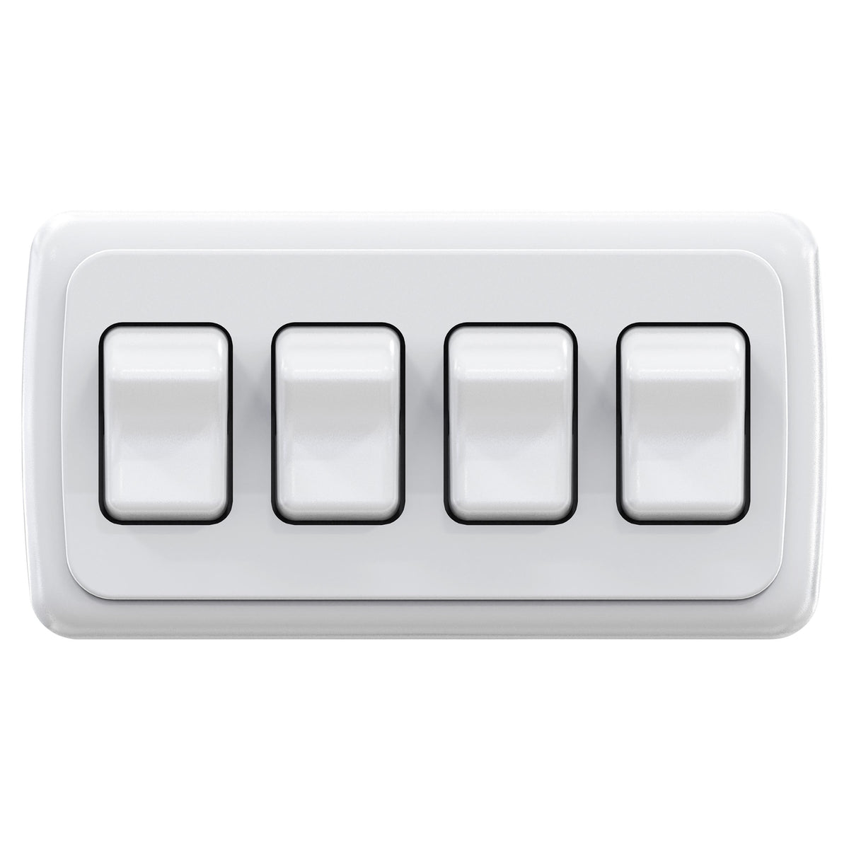 Leisure LED 12V RV Contemporary Quadruple SPST On Off Switch with Bezel 5.32 Inch x 2.83 Inch x 1.22 Inch (White)