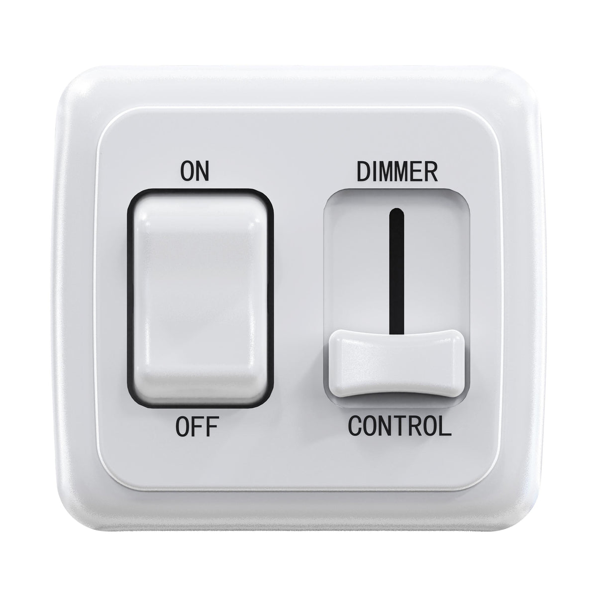 Leisure LED 12V RV Contemporary Double On Off Toggle with Side Dimmer Switch 3.02 Inch x 2.83 Inch x 1.5 Inch (White)