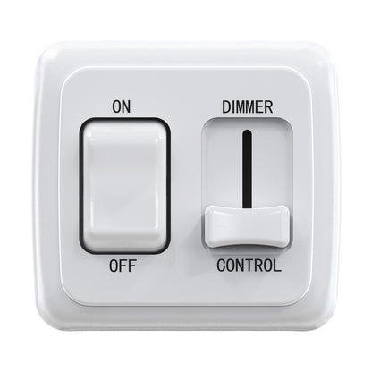 Leisure LED 12V RV Contemporary Double On Off Toggle with Side Dimmer Switch 3.02 Inch x 2.83 Inch x 1.5 Inch (White)