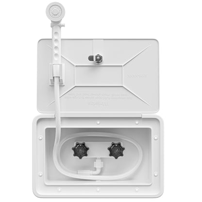 Leisure Coachworks RV Exterior Shower Box Kit for Cowboy Shower with ABS Hose 13.31 Inch x 8.41 Inch (White)