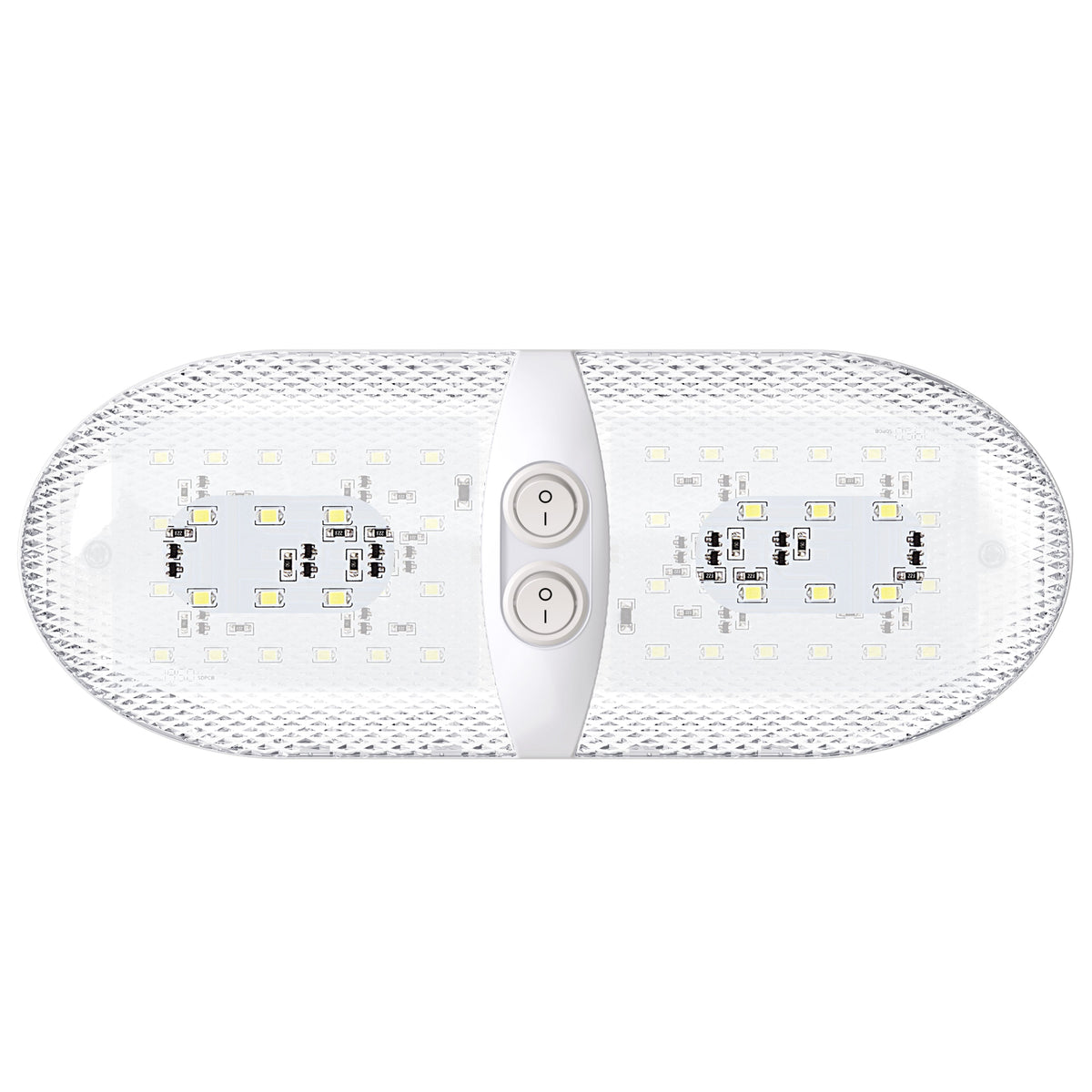 Leisure LED 12V RV LED Double Dome Light Natural White Double On Off Switch Clear Lens 11 Inch (White)