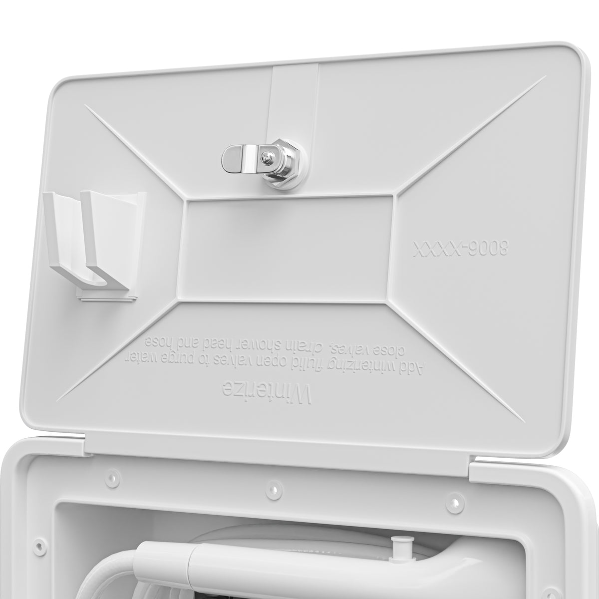 Leisure Coachworks RV Exterior Shower Box Kit for Cowboy Shower with ABS Hose 13.31 Inch x 8.41 Inch (White)