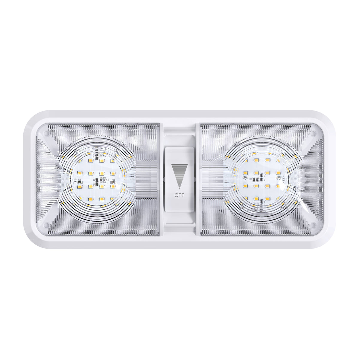 Leisure LED 12V RV LED Double Dome Light Natural White Dimmer Switch Clear Lens 11 Inch (White)