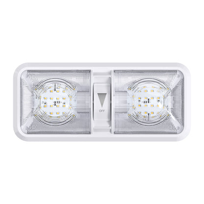 Leisure LED 12V RV LED Double Dome Light Natural White Dimmer Switch Clear Lens 11 Inch (White)