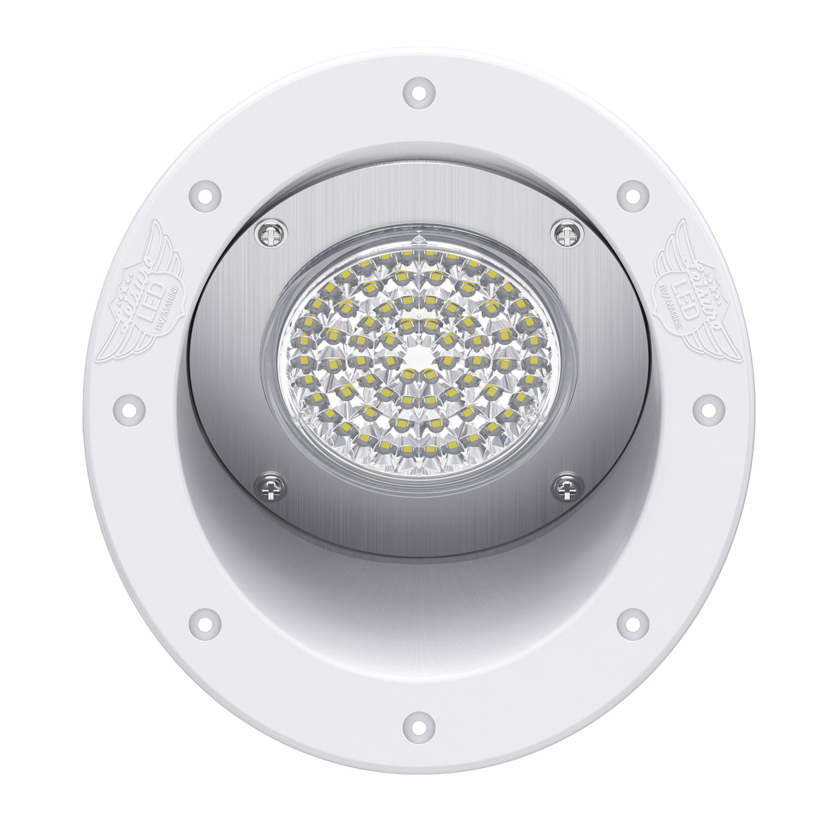 Leisure LED 12V RV Exterior LED Warrior Flood Light Round Cool White Recessed Mount 1100 Lumen 8 Inch (White)