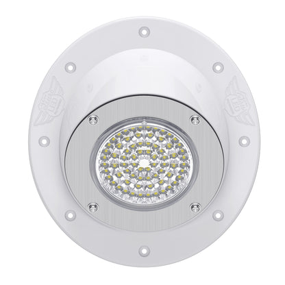 Leisure LED 12V RV Exterior LED Warrior Flood Light Round Cool White Surface Mount 1100 Lumen 8 Inch (White)