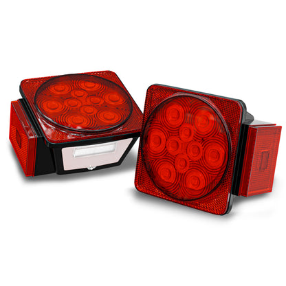 Leisure LED 12V Trailer Exterior LED Submersible Light Kit Square with Red Lens 4 Inch (Red)