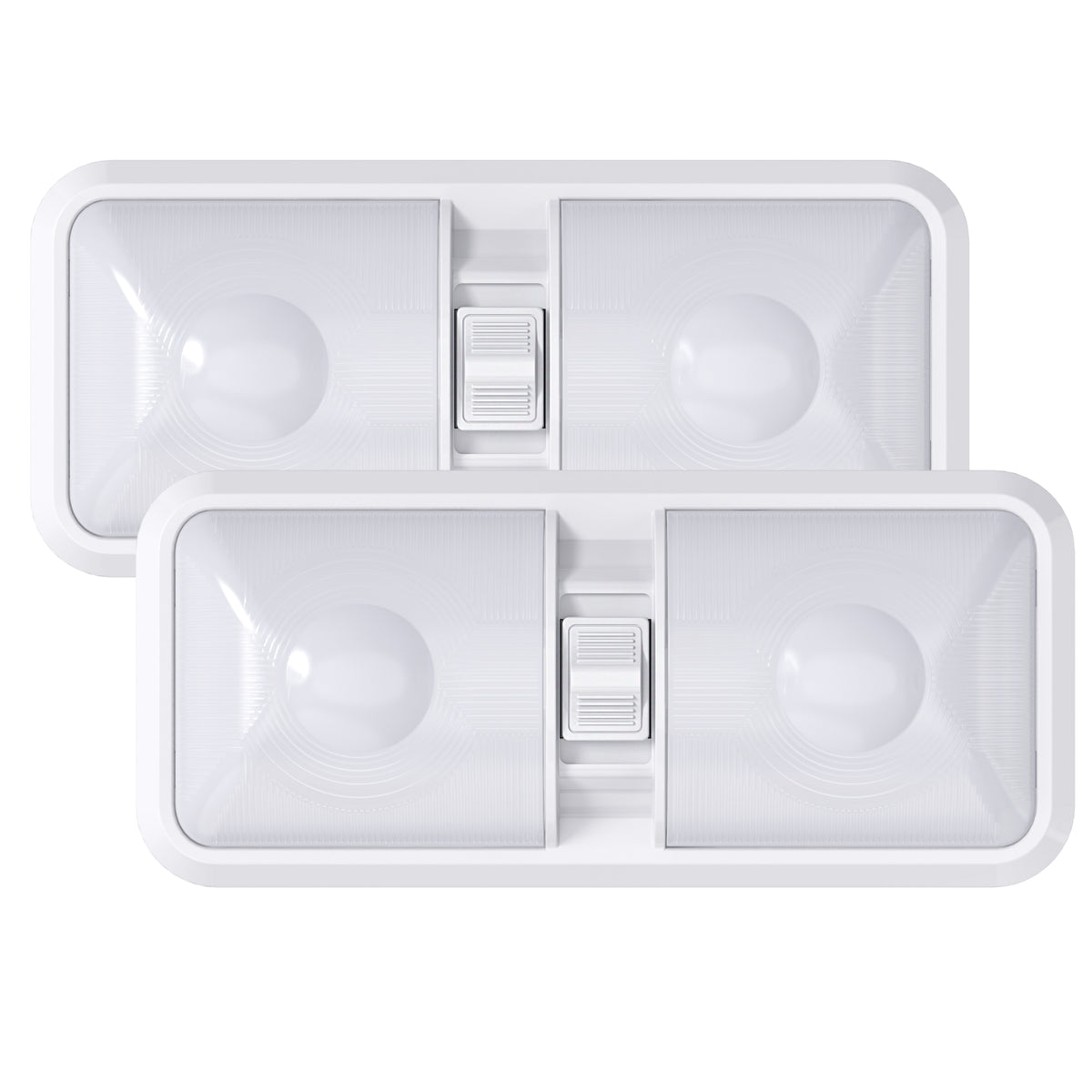 Leisure LED 12V RV LED Double Dome Light Natural White On Off Switch Frosted Lens 11 Inch (White)