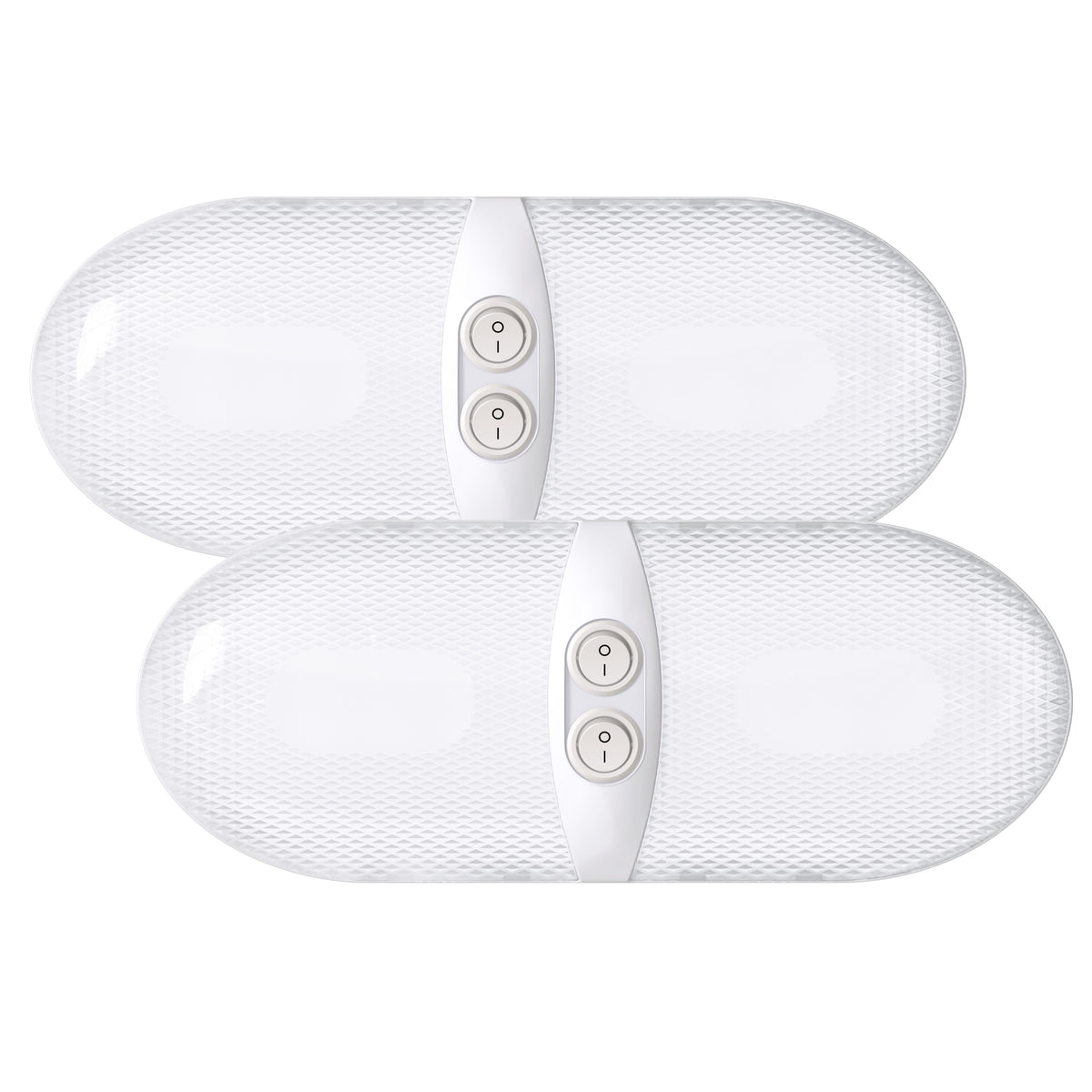 Leisure LED 12V RV LED Double Dome Light Natural White Double On Off Switch Frosted Lens 11 Inch (White)