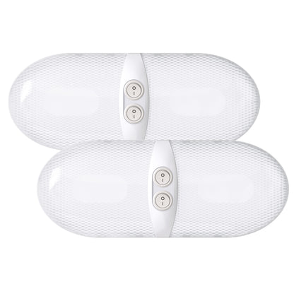 Leisure LED 12V RV LED Double Dome Light Natural White Double On Off Switch Frosted Lens 11 Inch (White)