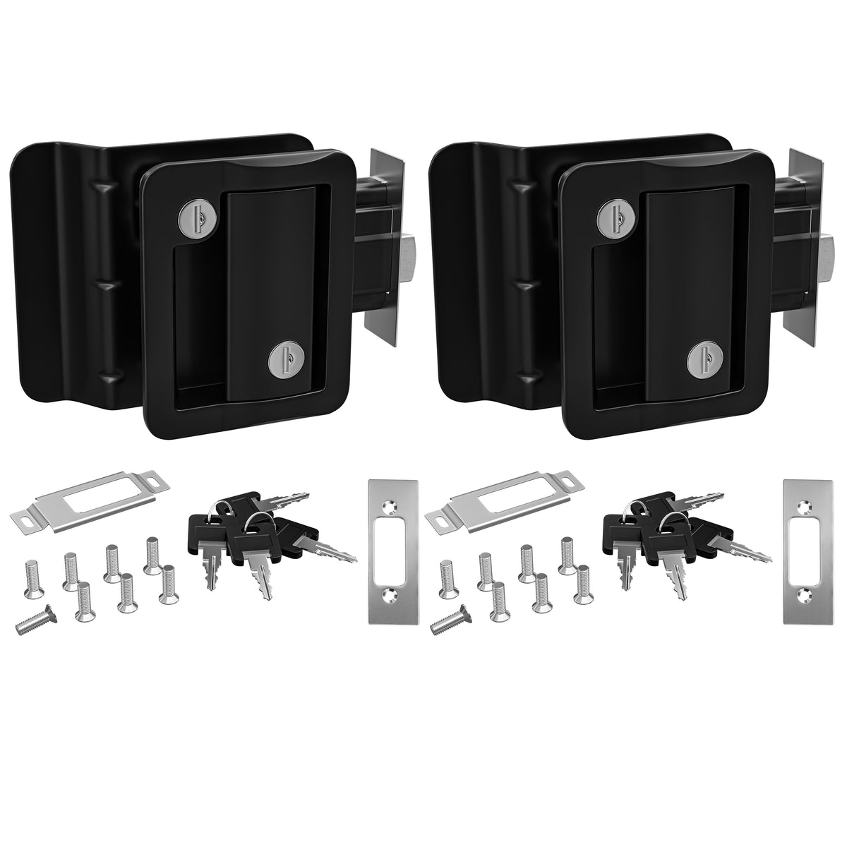 Leisure Locks RV Entry Door Lock with Paddle Deadbolt 2.5 Inch x 3.5 Inch (Black)