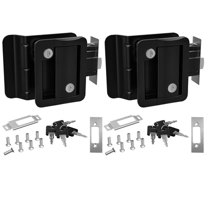 Leisure Locks RV Entry Door Lock with Paddle Deadbolt 2.5 Inch x 3.5 Inch (Black)
