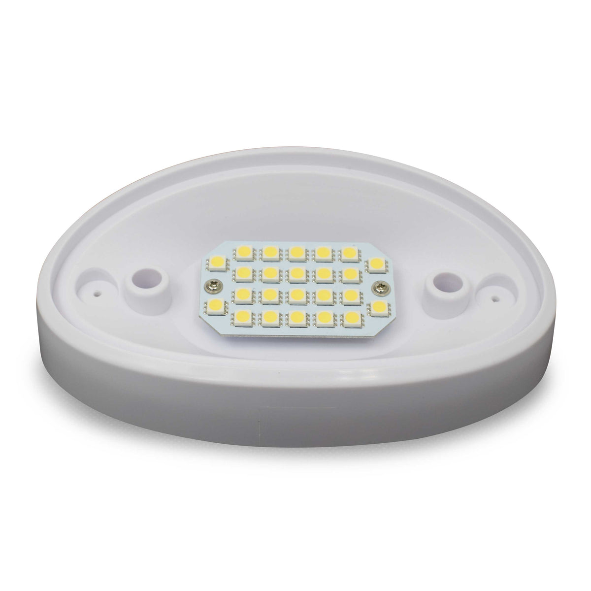 Leisure LED 12V RV Exterior LED Porch Light Oval Cool White with Amber Lens 6 Inch (White)