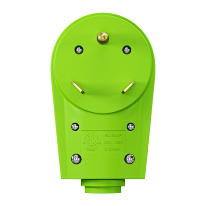 Leisure Cords 30AMP RV Replacement Plug 90 Degree Handle Standard NEMA TT-30P 3 Inch (Green)