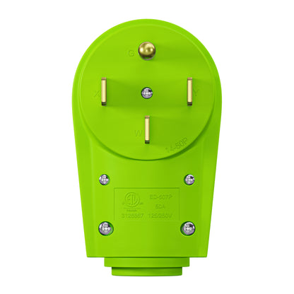 Leisure Cords 50AMP RV Replacement Plug 90 Degree Handle Standard NEMA 14-50P 4 Inch (Green)