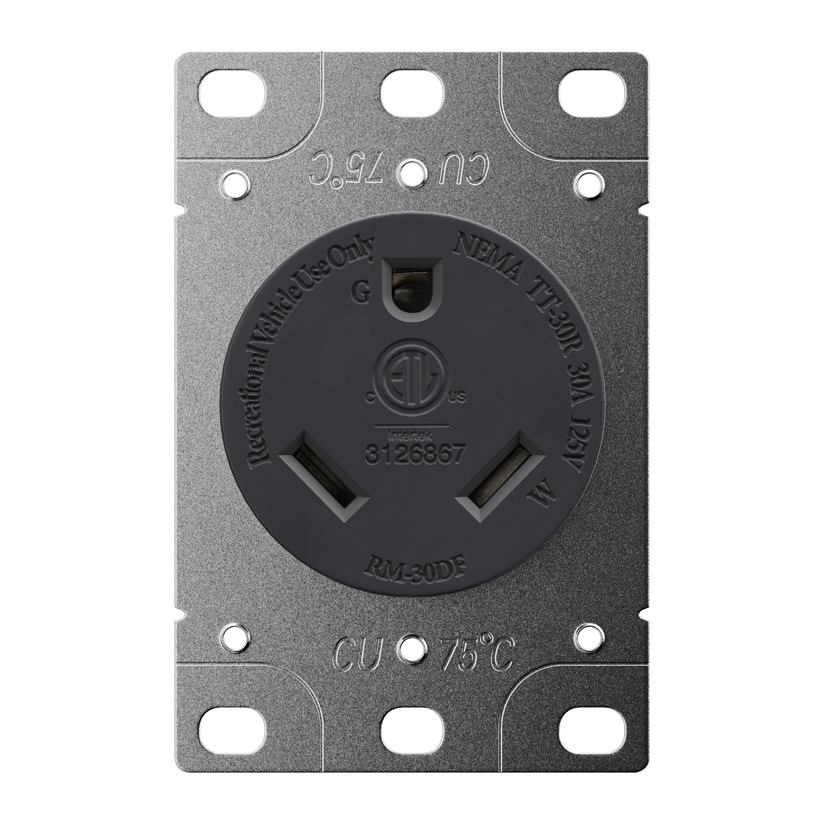 Leisure Cords 30AMP RV Replacement Power Receptacle NEMA TT-30R 3 Inch (Grey)