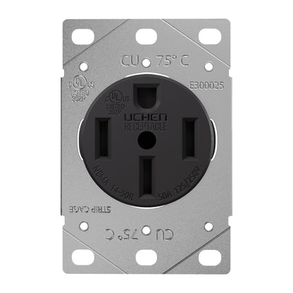 Leisure Cords 50AMP RV Replacement Power Receptacle NEMA 14-50R 3 Inch (Grey)