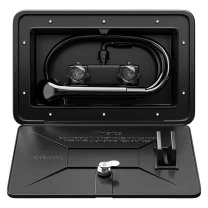 Leisure Coachworks RV Exterior Shower Box Kit for Cowboy Shower with ABS Hose 13.31 Inch x 8.41 Inch (Black)