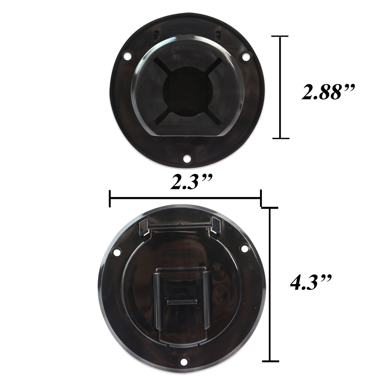 Leisure Cords RV Power Cord Utility Hatch Weatherproof Rectangle Door 4.3 Inch x 2.3 Inch (Black)