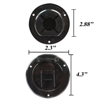 Leisure Cords RV Power Cord Utility Hatch Weatherproof Rectangle Door 4.3 Inch x 2.3 Inch (Black)