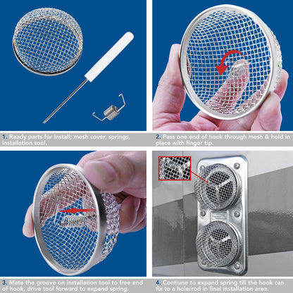Leisure Coachworks RV Bug Screen Kit for Water Heater and Furnace Vent Mesh Screens 3 Piece Set (Metal)