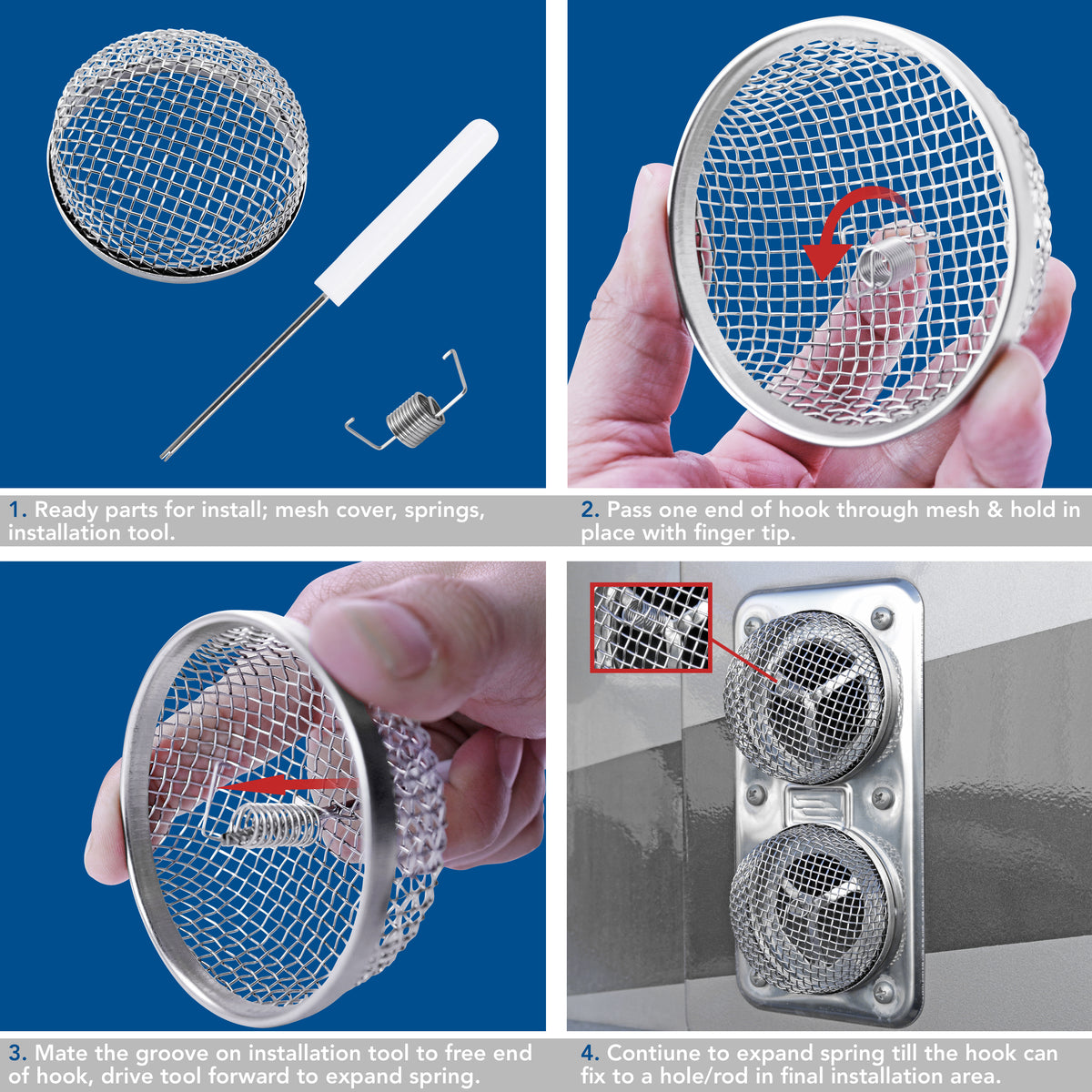 Leisure Coachworks RV Bug Screen Kit for Water Heater and Furnace Vent Mesh Screens Round 2 Piece Set (Metal)