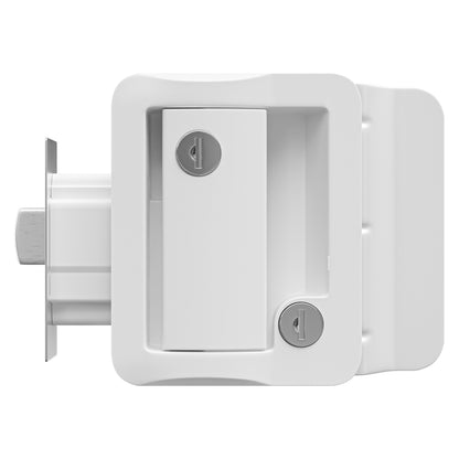 Leisure Locks RV Entry Door Lock with Paddle Deadbolt 2.5 Inch x 3.5 Inch (White)