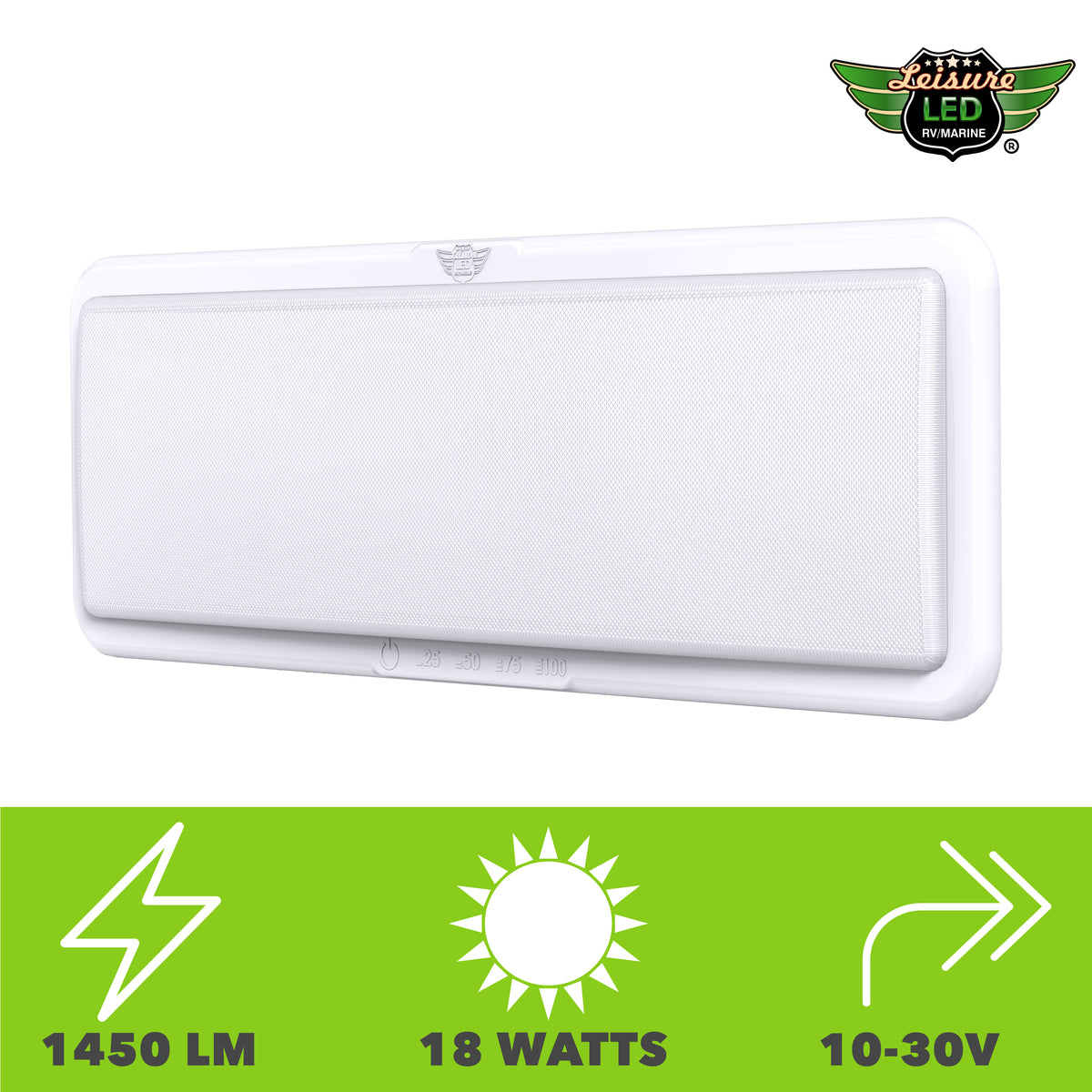 Leisure LED 12V RV Interior LED Ceiling Light Rectangle Natural White Touch Dimmer Switch 1450 Lumen 20 Inch (White)